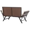 Patio Bench with Cushions 69.3" Brown Poly Rattan