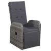 3 Piece Bistro Set with Cushions Poly Rattan Gray