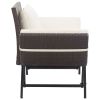 Patio Bench with Cushions 69.3" Brown Poly Rattan