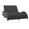 Double Sun Lounger with Cushion Poly Rattan Anthracite