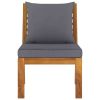 Sectional Middle Sofa with Dark Gray Cushion Solid Acacia Wood