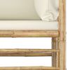 10 Piece Patio Lounge Set with Cream White Cushions Bamboo