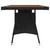 Patio Table Black 63"x27.6"x28.3" Poly Rattan & Solid Acacia Wood