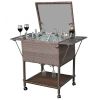 Outdoor Portable Rattan Cooler Cart Trolley
