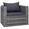 6 Piece Patio Sofa Set with Cushions & Pillows Poly Rattan Gray