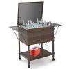 Outdoor Portable Rattan Cooler Cart Trolley