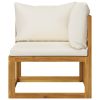3-Seater Patio Sofa with Cushion Cream Solid Acacia Wood