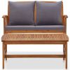 2 Piece Patio Lounge Set with Cushions Solid Acacia Wood