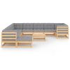 12 Piece Patio Lounge Set with Cushions Solid Pinewood