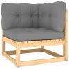 11 Piece Patio Lounge Set with Cushions Solid Pinewood