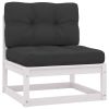 8 Piece Patio Lounge Set with Cushions White Solid Pinewood