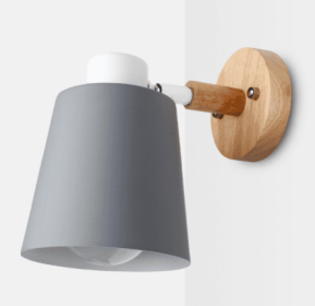 Bedside Wall Lamp Wooden Plug Switch Nordic Decorative Lamps (Option: Grey-US)