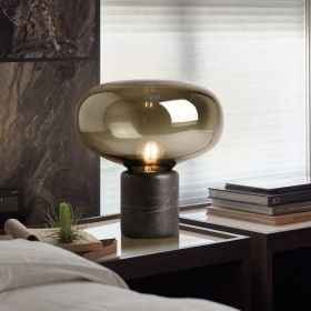 Modern Minimalist Marble Smoky Gray Living Room Bedroom Study Light Luxury Table Lamp (Option: Cognac-US)