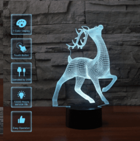 Deer  3D 7Color Touch Control LED Night Illusion Light (Option: Fawn)