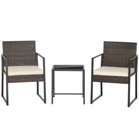 3 Pieces Modern Heavy Duty Patio Furniture Set with Coffee Table (Color: as Pic)