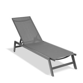 Outdoor Chaise Lounge Chair; Five-Position Adjustable Aluminum Recliner; All Weather For Patio; Beach; Yard;  Pool (Color: as Pic)