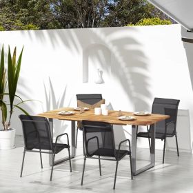 Patio Chairs 4 pcs Steel and Textilene Black (Color: Black)