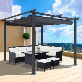 10x10 Ft Outdoor Patio Retractable Pergola With Canopy Sunshelter Pergola for Gardens; Terraces; Backyard; Gray (Color: as Pic)
