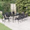 9 Piece Patio Dining Set Black