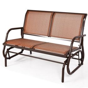 Swing Glider Chair 48 Inch Loveseat Rocker Lounge Backyard (Color: as Pic)