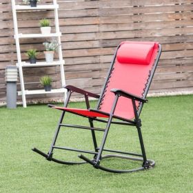Outdoor Patio Headrest Folding Zero Gravity Rocking Chair (Color: as Pic)