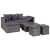 4 Piece Patio Lounge Set with Cushions Poly Rattan Gray