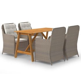 5 Piece Patio Dining Set Brown (Color: Brown)