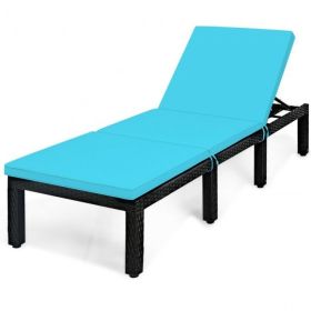 Patio Rattan Cushioned Height Adjustable Lounge Chair (Color: as Pic)