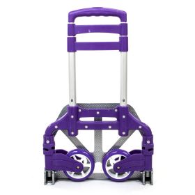 Portable Aluminium Cart Folding Dolly Push Truck Hand Collapsible Trolley Luggage Purple (Color: as Pic)