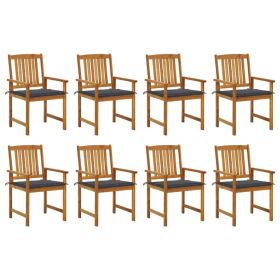 Patio Chairs with Cushions 8 pcs Solid Acacia Wood (Color: as Pic)