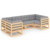6 Piece Patio Lounge Set with Cushions Solid Pinewood