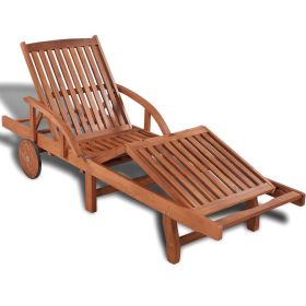 Sun Lounger Solid Acacia Wood (Color: Brown)