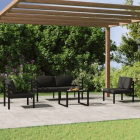 5 Piece Patio Lounge Set with Cushions Aluminum Anthracite (Color: Anthracite)