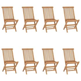 Folding Patio Chairs 8 pcs Solid Teak Wood (Color: Brown)