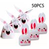 50pcs Easter Bunny Cellophane Treat Bags Candy Gift Wrap Bags Party Favors Supplies Rabbit Ear Bags