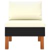 Middle Sofa Poly Rattan and Solid Eucalyptus Wood
