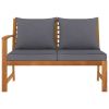 Patio Bench 45.1" with Dark Gray Cushion Solid Acacia Wood