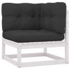 6 Piece Patio Lounge Set with Cushions White Solid Pinewood