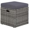 4 Piece Patio Lounge Set with Cushions Poly Rattan Gray
