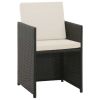 5 Piece Patio Dining Set with Cushions Poly Rattan Black