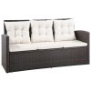 5 Piece Patio Lounge Set With Cushions Poly Rattan Brown