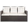 5 Piece Patio Lounge Set With Cushions Poly Rattan Brown