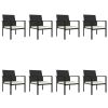 9 Piece Patio Dining Set Poly Rattan Black