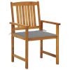 Patio Chairs with Cushions 4 pcs Solid Acacia Wood