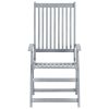 Patio Reclining Chairs 3 pcs with Cushions Solid Acacia Wood