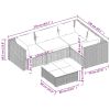 5 Piece Patio Lounge Set with Cushions Poly Rattan Gray