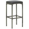 3 Piece Patio Bar Set with Cushions Poly Rattan Gray
