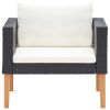 4 Piece Patio lounge set with Cushions Poly Rattan Black