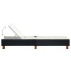 Sunbed with Cushion Poly Rattan Black
