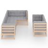 7 Piece Patio Lounge Set with Cushions Solid Pinewood